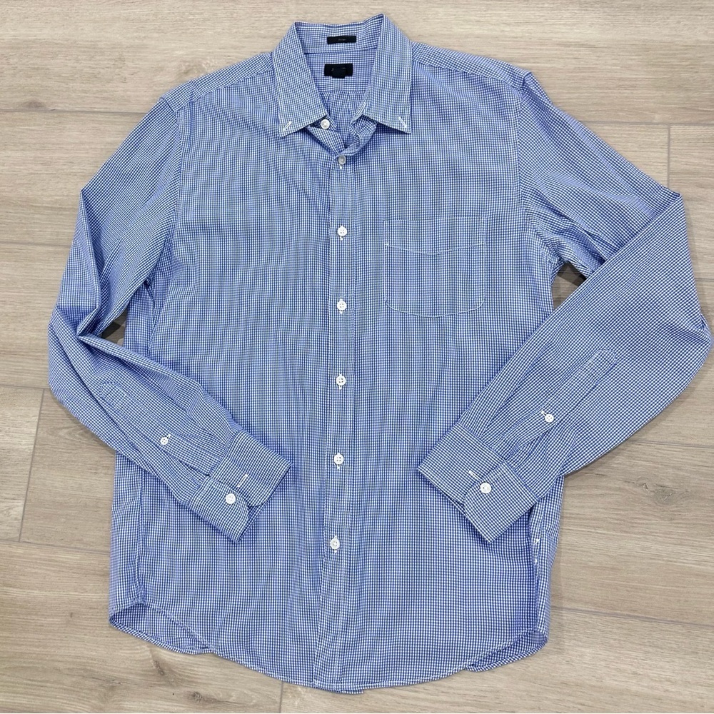 J.Crew men’s slim collared button down medium blue white
